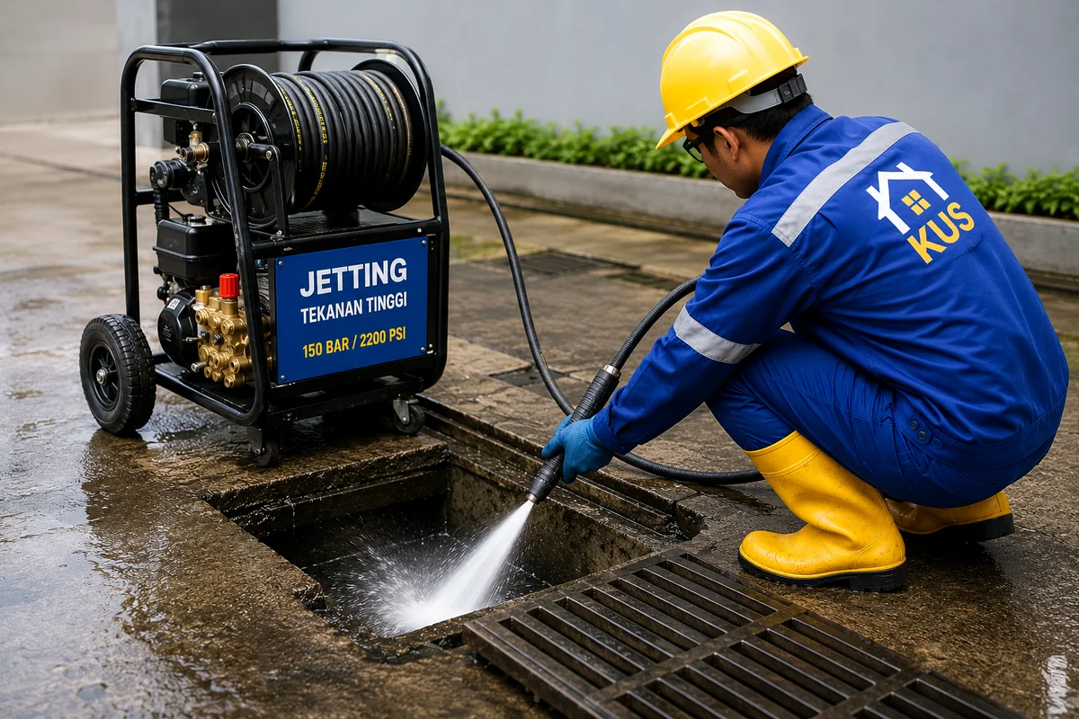 Jetting tekanan tinggi untuk sumbatan saluran berat