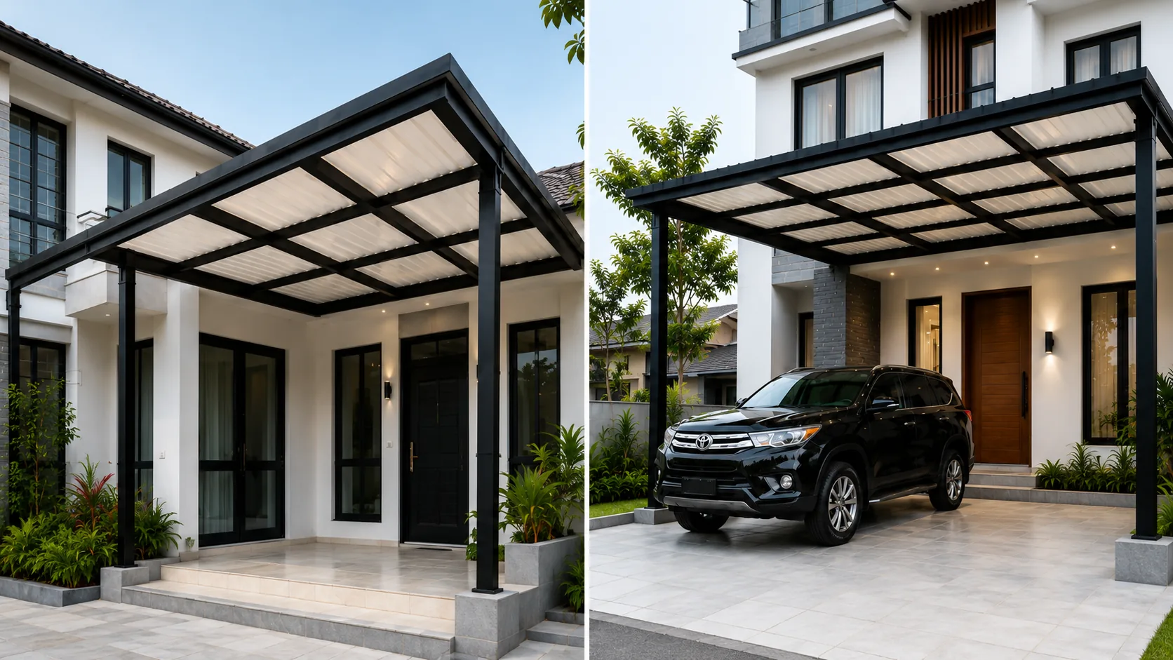 Kanopi Alderon single dan double untuk carport rumah