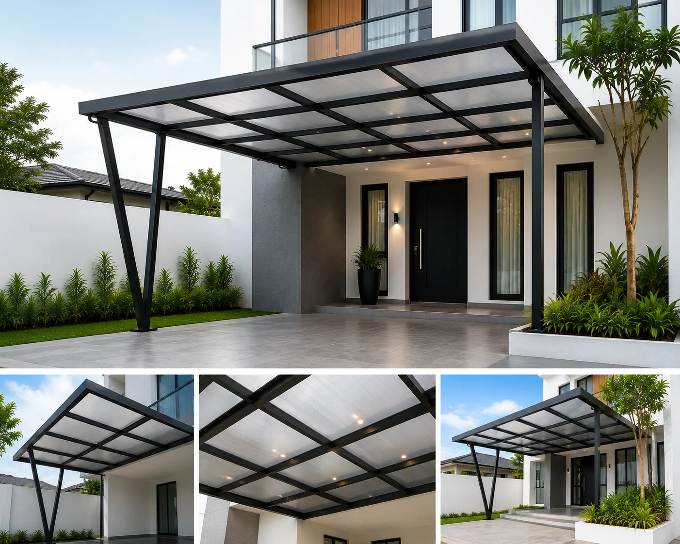 Kanopi minimalis untuk carport dan teras rumah di Depok